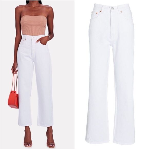 NEW RE/DONE 90s Crop Low Slung Jeans White Size 29 - Picture 9 of 9